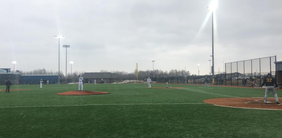 Spartans during the second inning of the game against the Northwestern Tigers on April 10 at the NBC Sports Complex.  