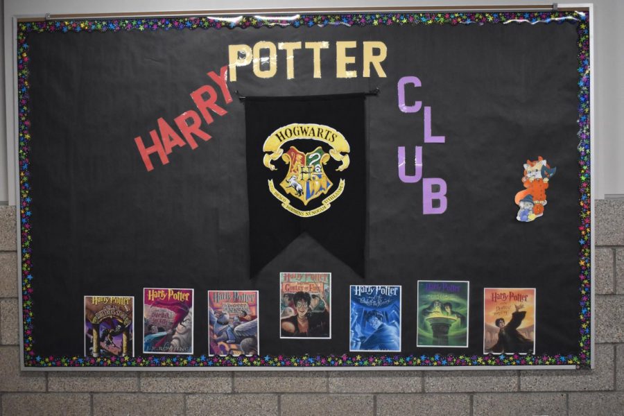 The Harry Potter billboard advertising the club outside the club room 2137