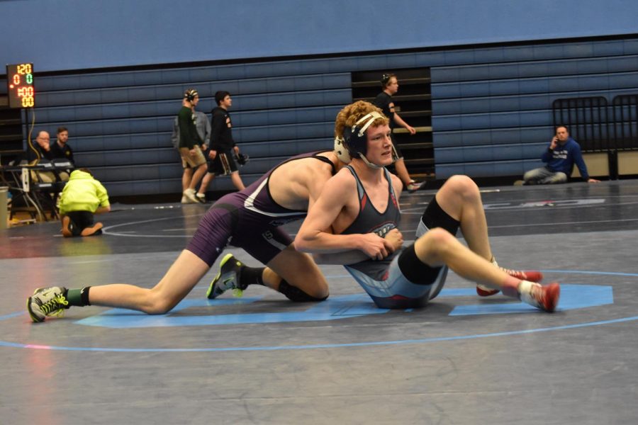 Senior Jackson Karren wrestles an opponent from Ladysmith on Jan. 4 in the SHS gym. Karren lost this match.
