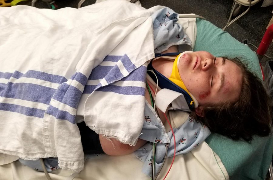 Senior Della Simonson in the St. Lukes Emergency room after her accident on May 22, 2018.