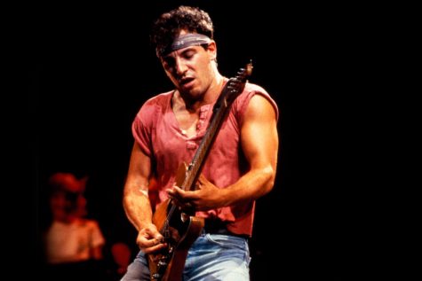 Bruce Springsteen performing live onstage on Born In The USA tour, c.1984/1985.
