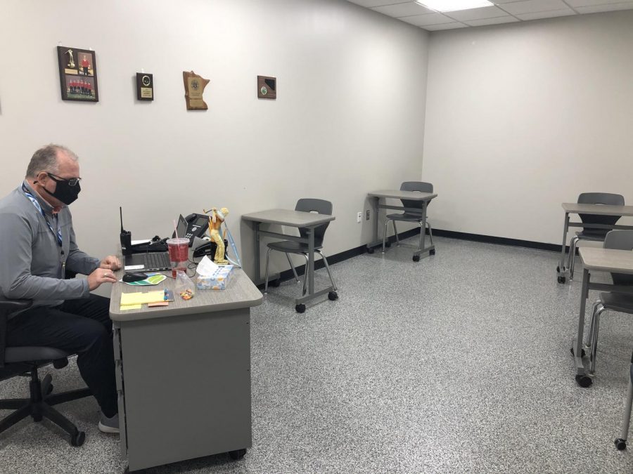 Behavioral Intervention Specialist Brad Larson sits in the intervention room Nov. 2. With the hybrid model used this room often goes unused.