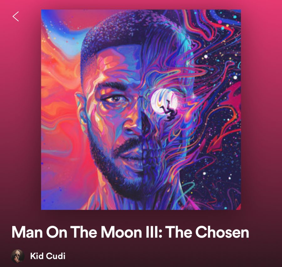 Screenshot from Spotify with the album art on Kid Cudis recent album.