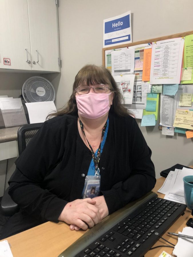 Superior High School Nurse, Lori Kelleher is hard at work on Jan. 26. Kelleher had recently got the vaccine on Jan. 13th.