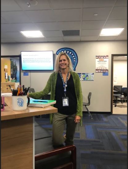 Counselor Wendy Nelson, one of the staff available for contact. All students can contact staff members to get access to the schools resources.