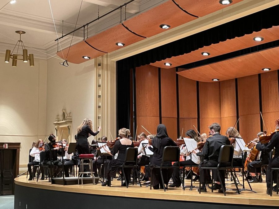 Orchestra director Jennifer Mattson leads the Superior Strings concert, Feb. 10. The concert is meant to bring all Superior orchestras together.