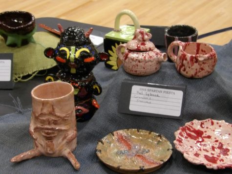 Ceramics pieces created by art student Kali Lybeck being showcased at the Spartan Fiesta May 5.