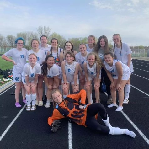 The Girls JV soccer team poses for a photo. The JV squad won two games during the 2022 Season