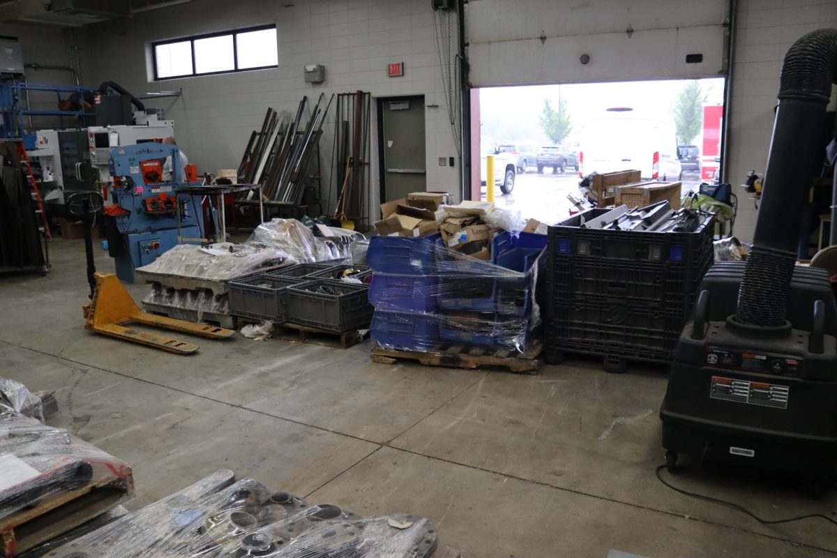 Donated materials from Cenovus Energy in the metals shop (Oct 26)
