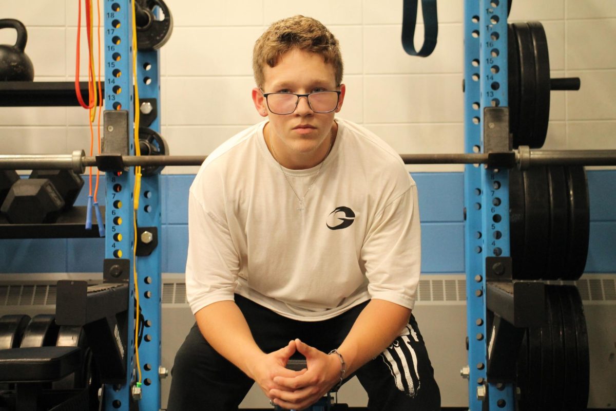 Junior Haydon Stallsmith poses in the SHS weight room on Sep. 18, 2024. Stallsmith works out nearly every single day.