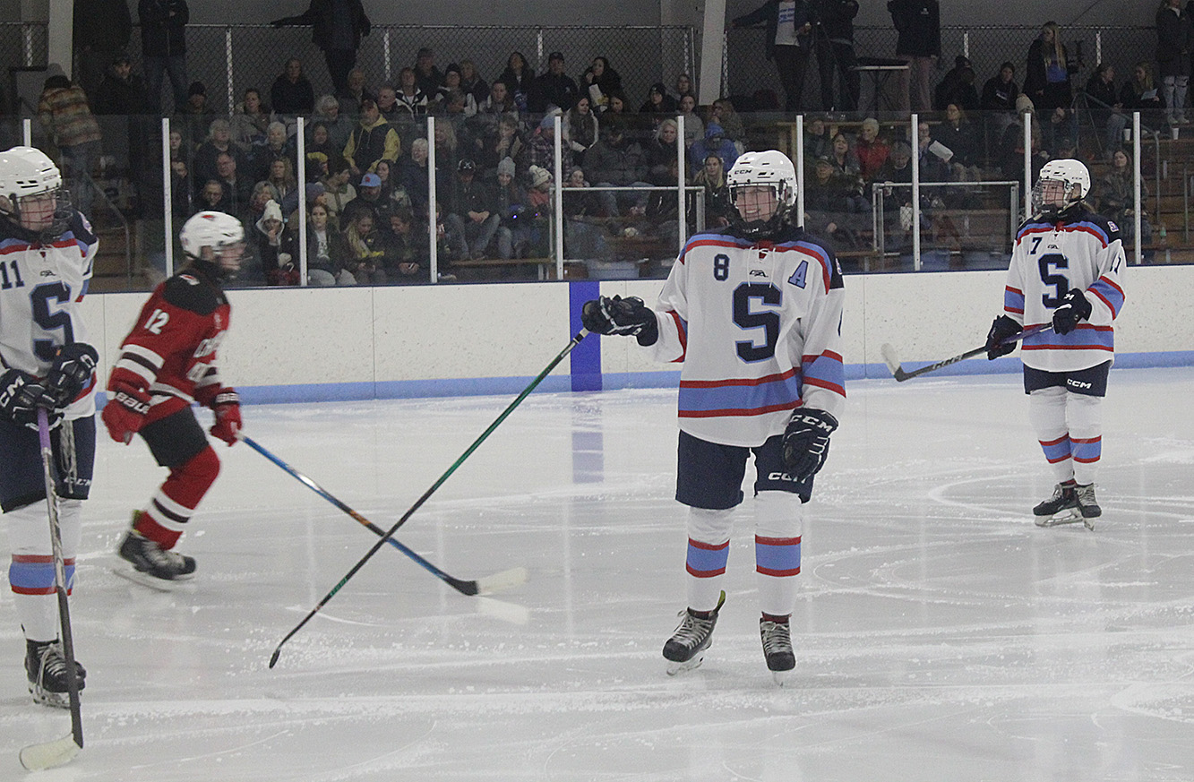 Junior captain, Michaela Geissler smiles during a game against Chippewa Falls on Nov. 26 at Superior Ice Arena.  