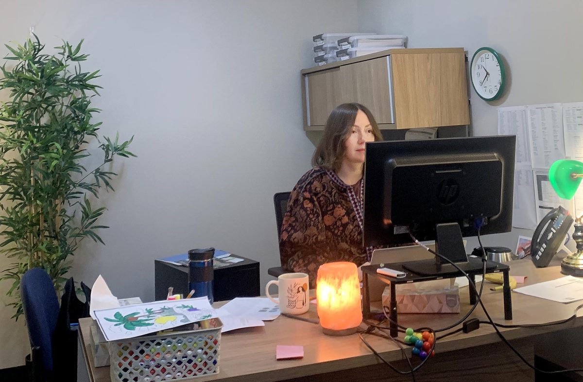 Anna Theien works in her office on April 28, 2025