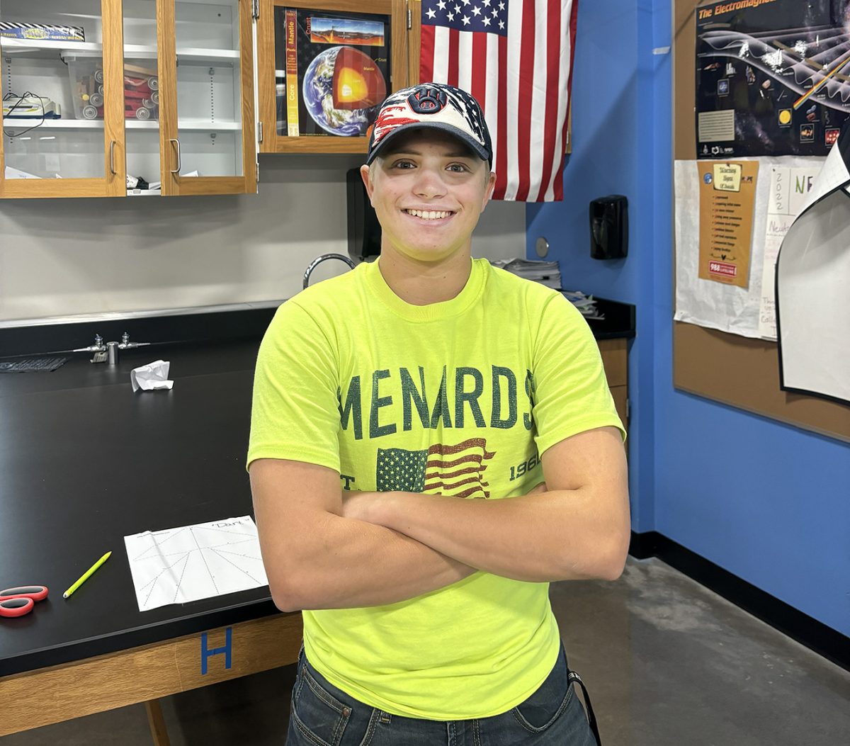  Student Council President, Brendan “Bugsy” Farrell stands proud in the Student Council Classroom. 