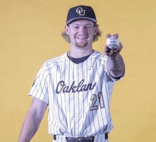 George Hansen posing for Oakland University's media day