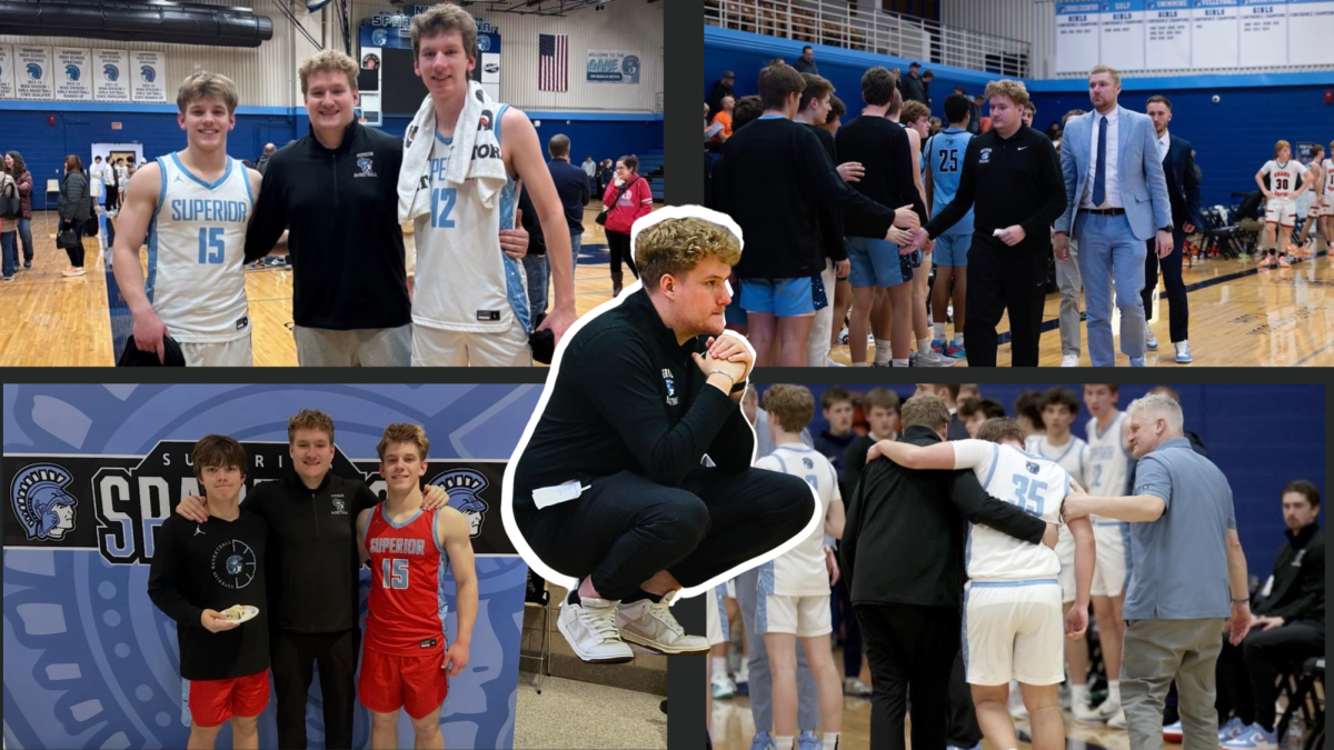 Basketball coach Mike Pullen shown in several photos with many of his players.