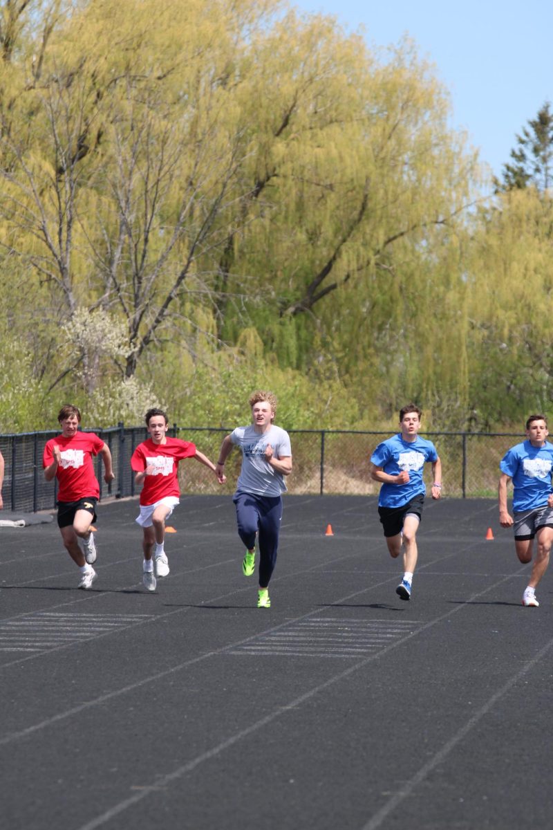  Senior Aiden Parks races against the eighth graders on June 1 at the NBC Spartan Sports Complex 
